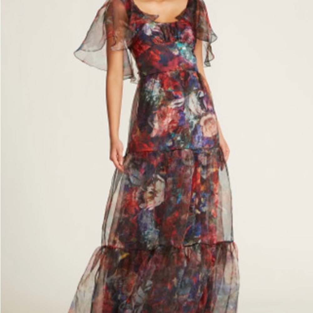 Theia Darla Floral Organza Gown Dress - Picture 4 of 7